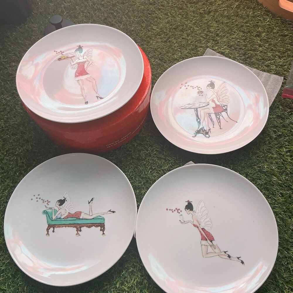 Macy’s Fairy Fantasy Dessert Plates Set of 4 7.5” w Original Box 534020